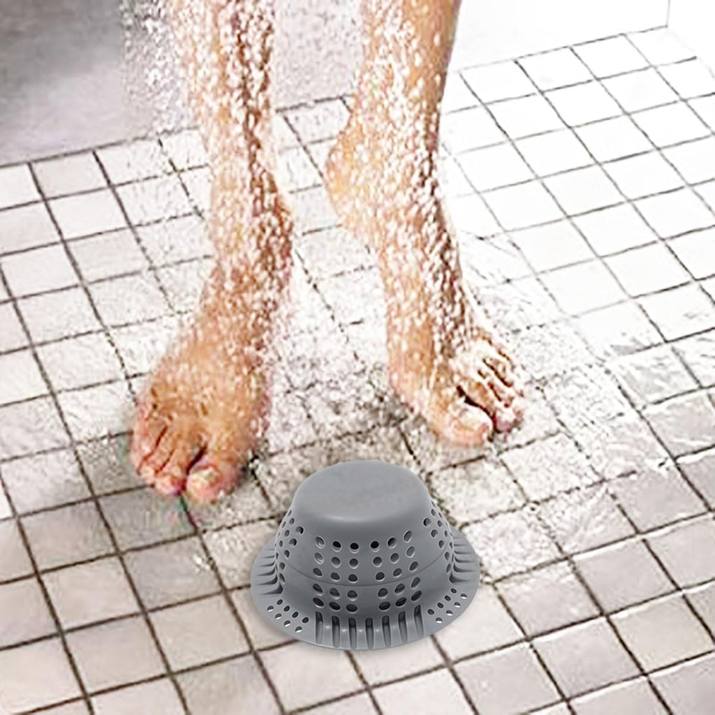 Seatery Bathtub Drain Hair Catcher with Drain Plug, Silicone Tub Drain Cover Strainer, Bathtub Drain Stopper, Drain Protector for Shower/Bathroom Sink, Heave-Duty & Stay in Place