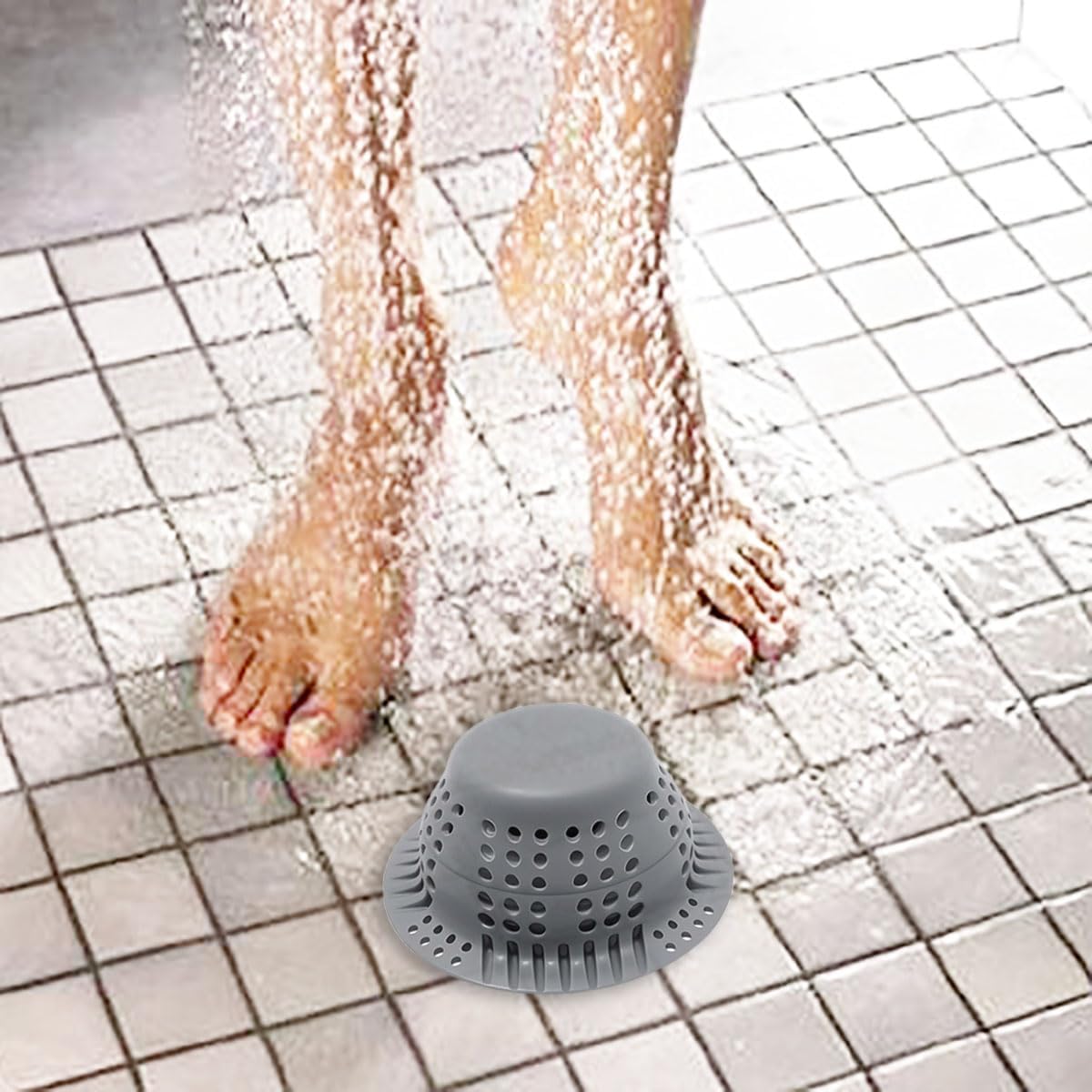 Seatery Bathtub Drain Hair Catcher with Drain Plug, Silicone Tub Drain Cover Strainer, Bathtub Drain Stopper, Drain Protector for Shower/Bathroom Sink, Heave-Duty & Stay in Place