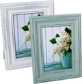 Buecasa Wooden Picture Frames 5x7 Inches Pack of 2 Vintage Aqua and White