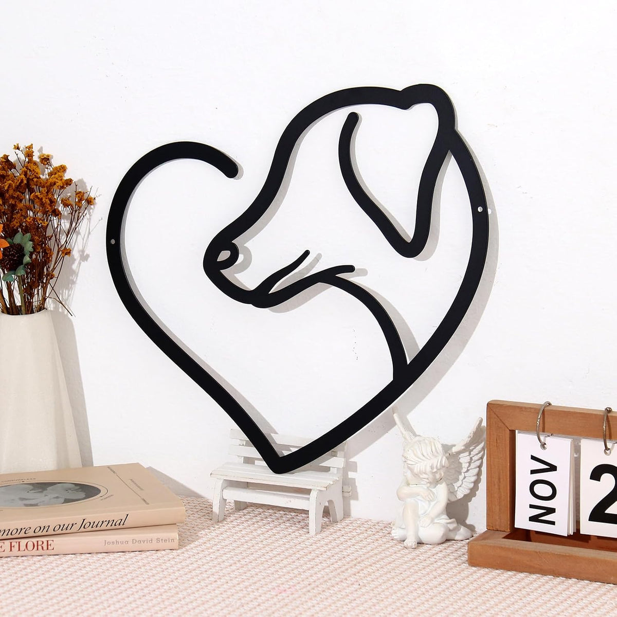 Bnesi Infinity Heart Metal Wall Art Love Signs for Home Decor Black Wall Decor Above Bed Wall Decor Minimalist Wall Art for Living Room Bedroom Bathroom Kitchen (Style C)
