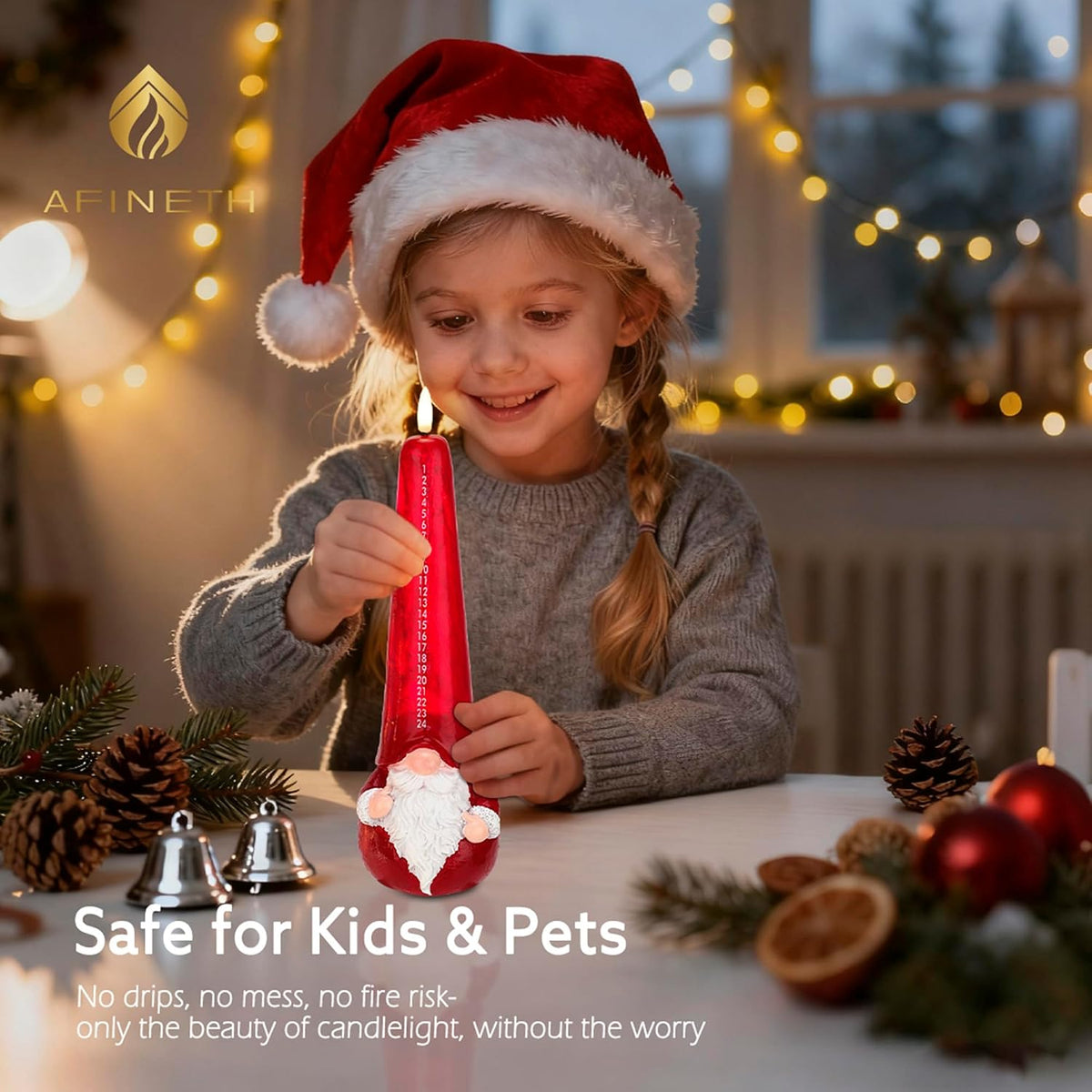 Christmas Flameless Candles with Remote, Santa Claus Countdown Candles
