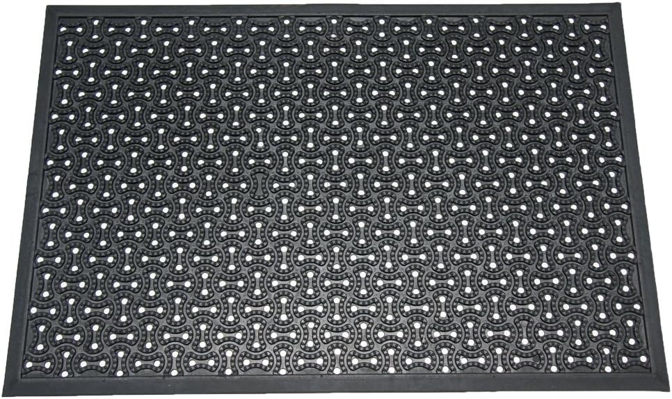 Rubber-Cal Dura-Scraper Drainage Commercial Door Mat - 3/8 in x 2 ft x 3 ft - Black Rubber Doormats