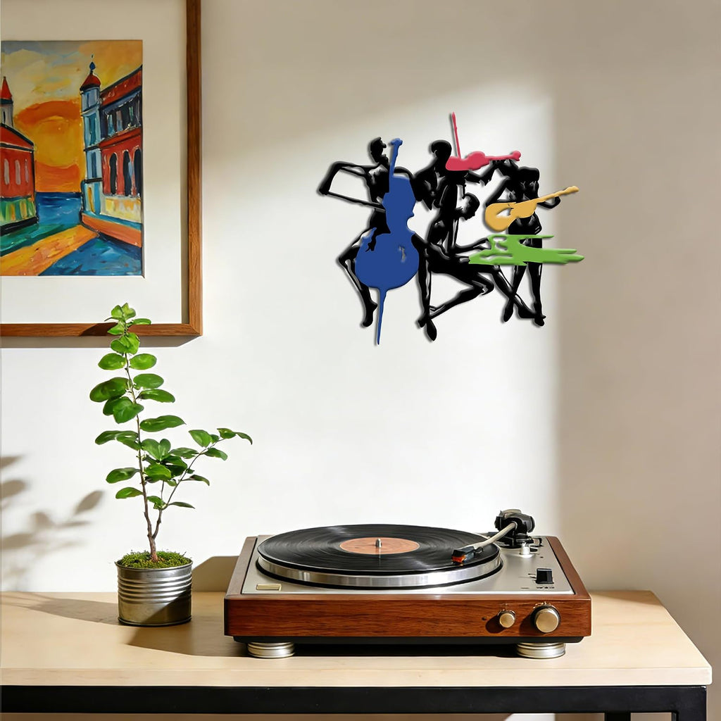 JEWLOVE Music Wall Art, Abstract Colorful Band Metal Wall Decor