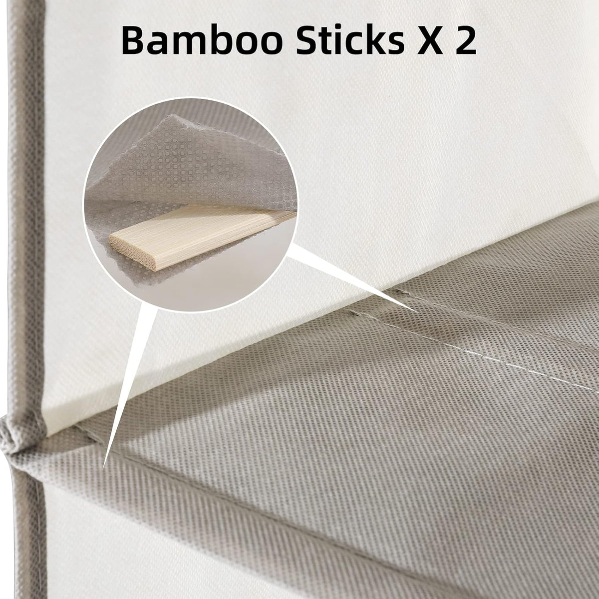 2 Packs Hanging Closet Organizer Storage, 3-Shelf Hanging Shelves for Closet, Closet Clothes Organizer and Storage with Side Pocket, Beige
