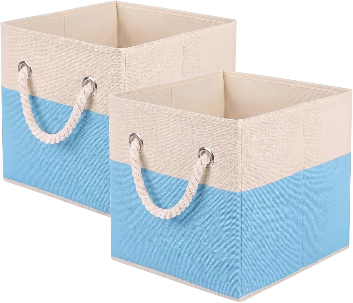 ShellKingdom Storage Bins, Fabric Storage Cube with Cotton Rope Handle