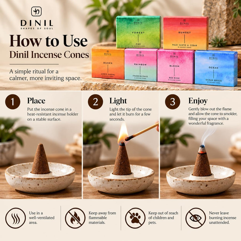 Dinil Enchanted Earth Incense Cones, 60 Count, Earthy Scent