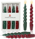 Red Green Spiral Taper Candles 7.5Inch, 4Pack Christmas Candle for Decor