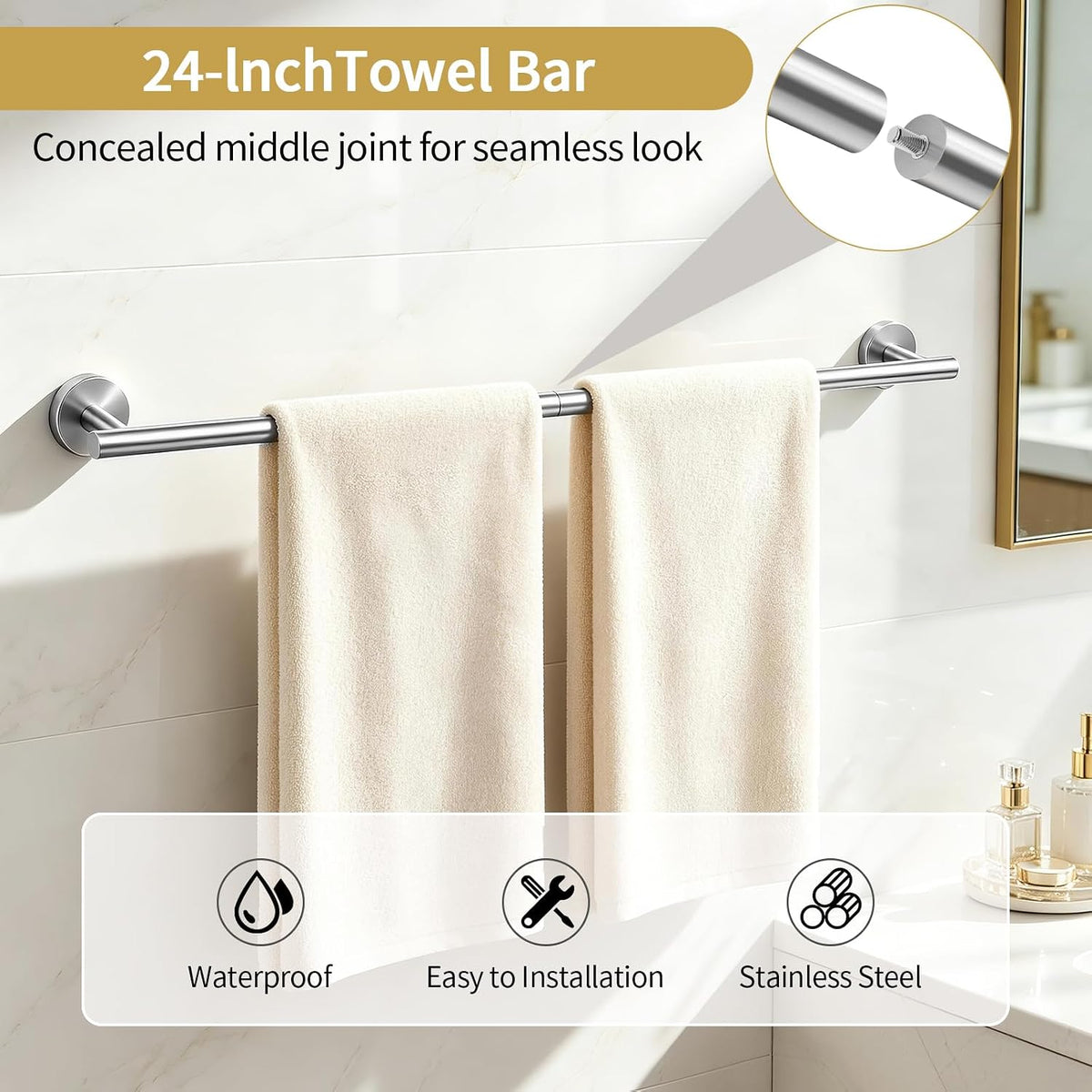 STWWO 5-Piece Brushed Nickel Bathroom Accessories Set Bathroom Towel Bar