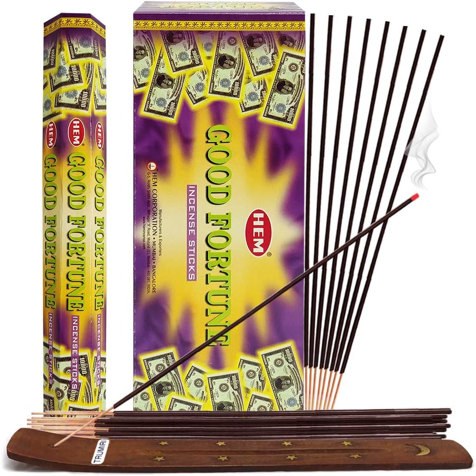Good Fortune Incense Sticks and Incense Stick Holder Bundle Insence Insense Hem Incense Sticks