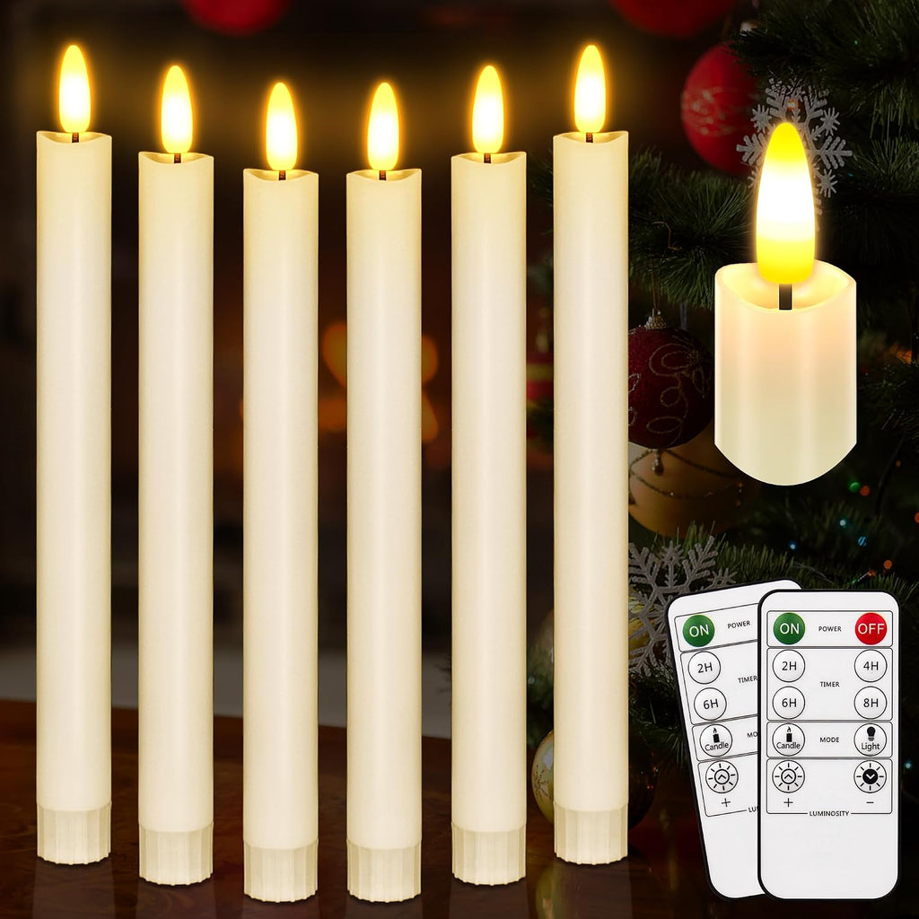 Flameless Taper Candles , Led Flickering Flameless Candlesticks (Ivory)