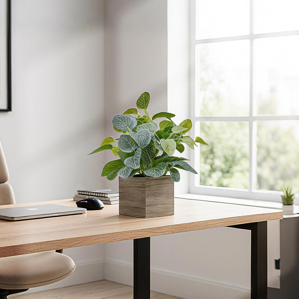 12" Medium Fake Eucalyptus Plants Set of 2, Desk Plant for Indoor Decor