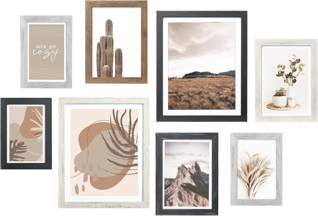 ArtbyHannah Gallery Wall Frame Set, 8 Pack Neutral Wall Decor, Multi-Color