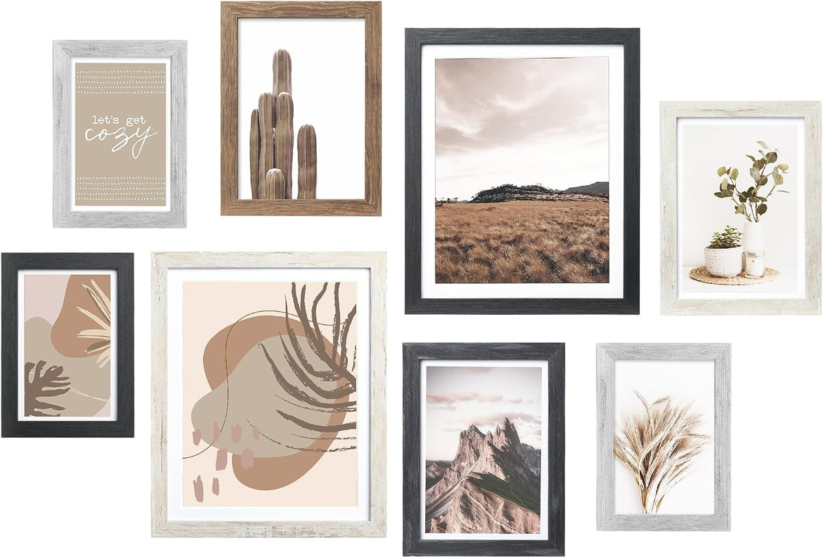 ArtbyHannah Gallery Wall Frame Set, 8 Pack Neutral Wall Decor, Multi-Color