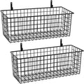 Kinlink 2 Sets Black Extra Large Hanging Wall Basket with Steel Hooks