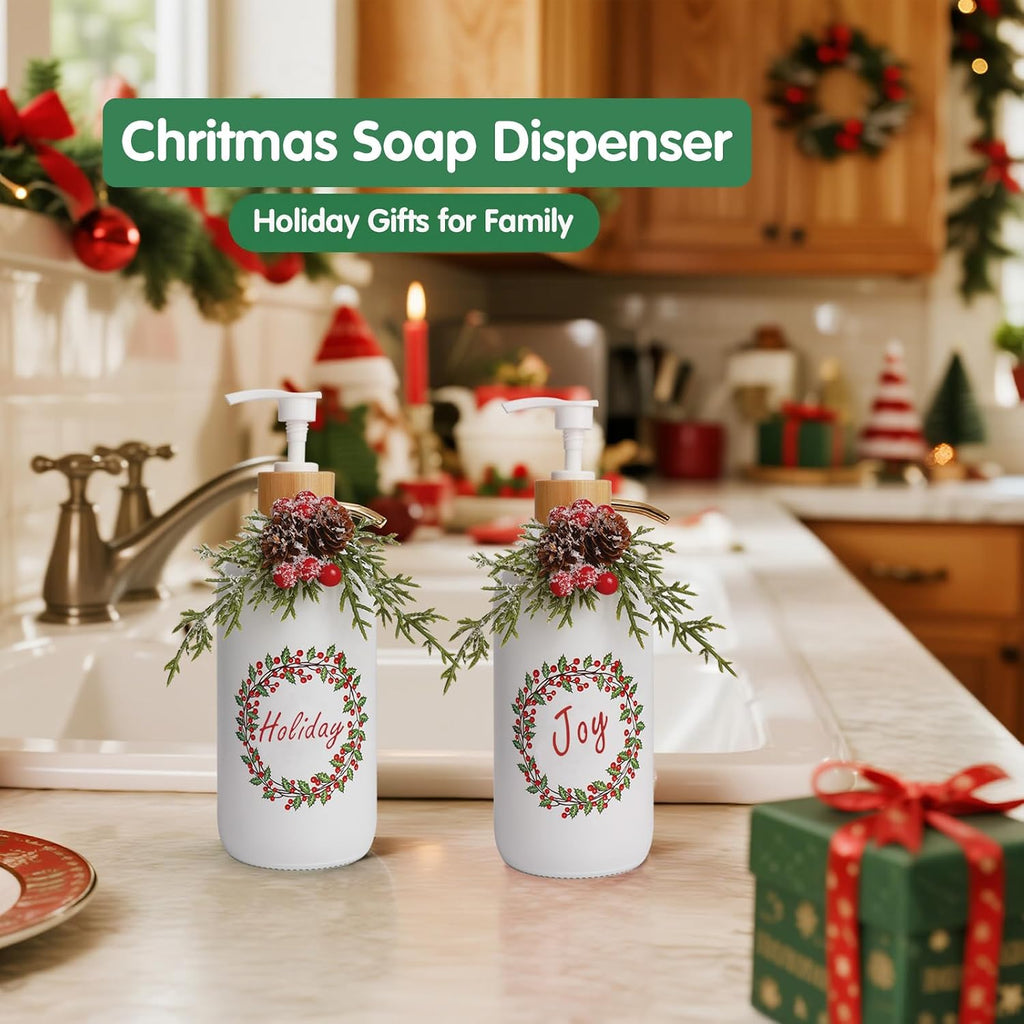 Christmas Soap Dispenser, Christma Kitchen Decor Soap Pump 2PCS