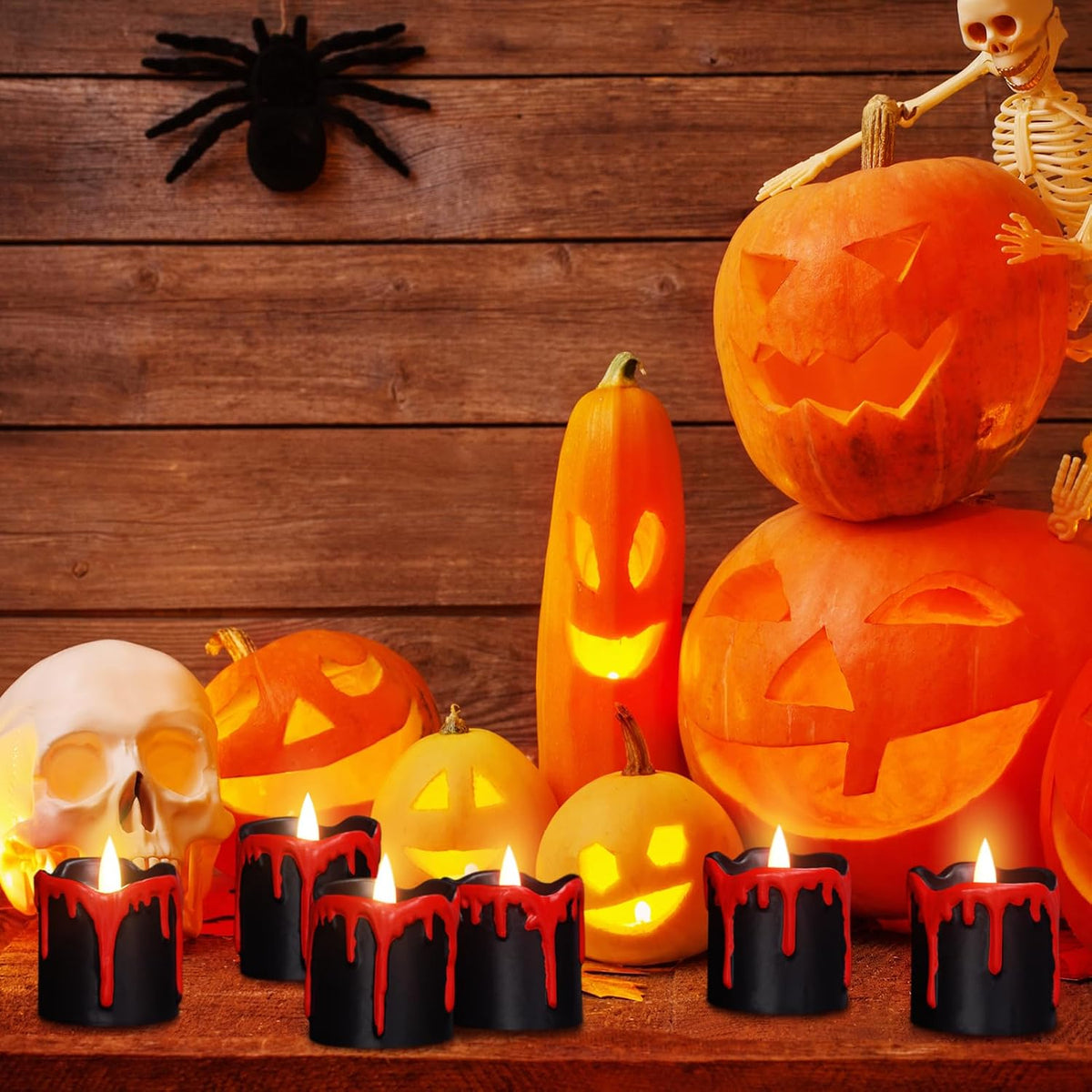 Eldnacele Halloween Flameless Votive Candles Battery Operated with Timer