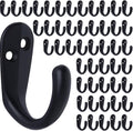 IBosins 50PCS Coat Hooks Wall Mounted Black Single Prong Robe Hook