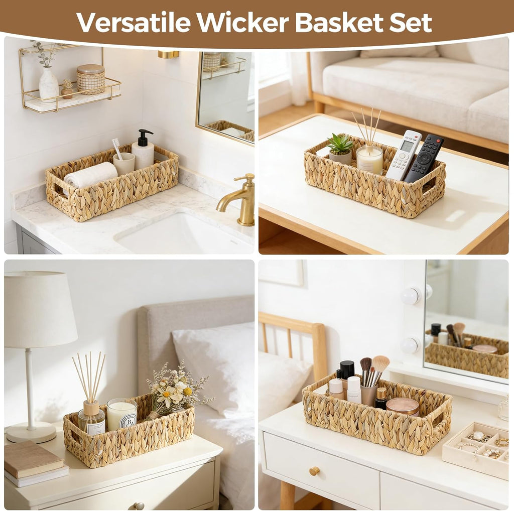 Toilet Paper Storage Basket for Bathroom Wicker Toilet Tank Basket Set of 2