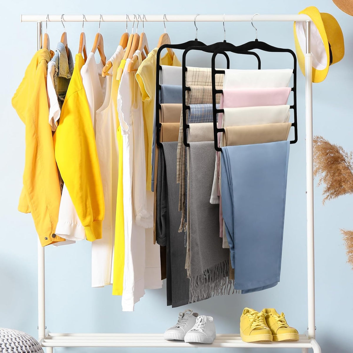 Closet Organizers and Storage, 3 Pack Pants Hangers Space Saving