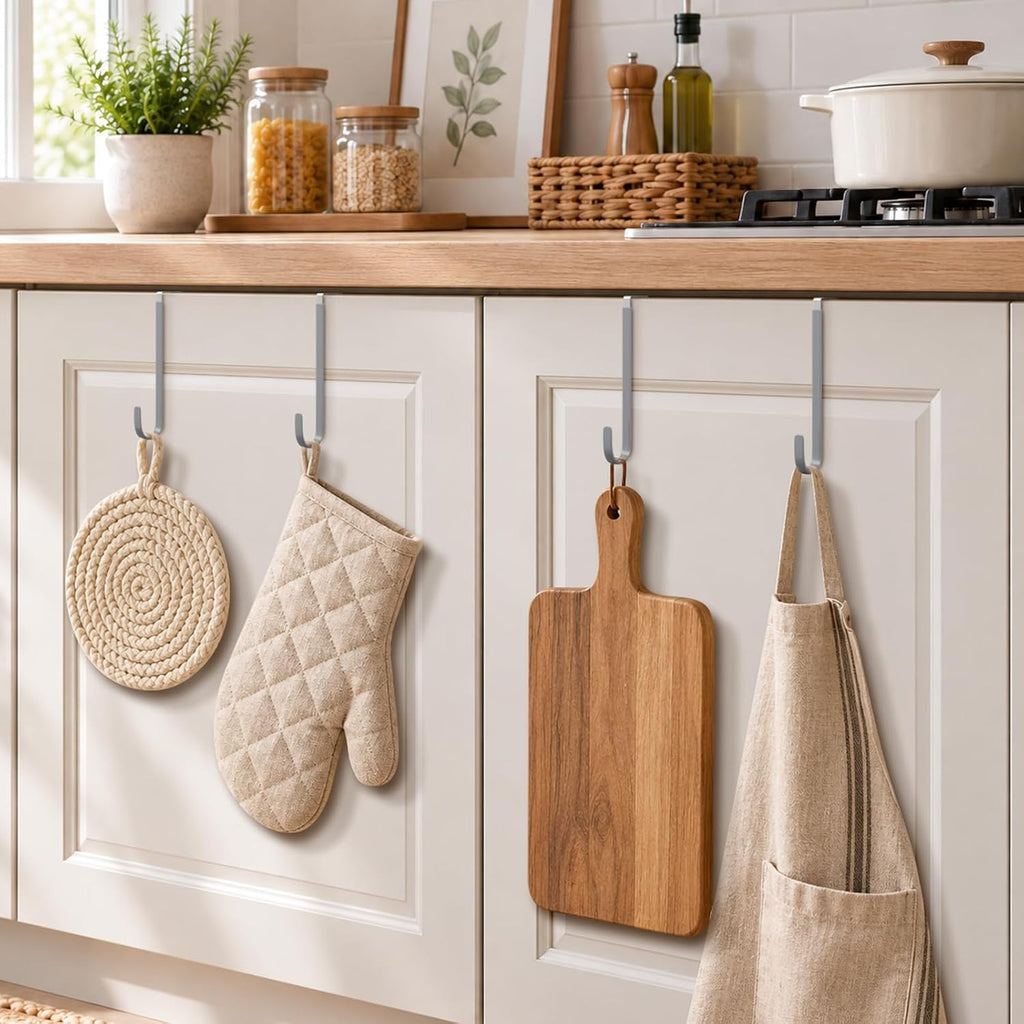 Metal Over The Door Hanger, Rubber Hooks for Hanging Towel, Coat, Bag