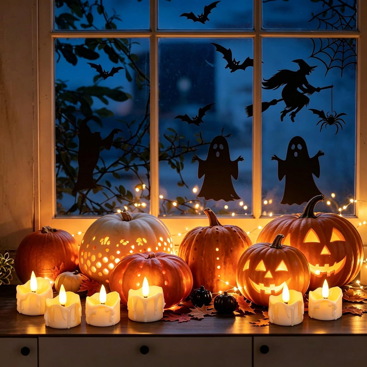12 Pack LED Timer Tea Light Battery Operated, Flameless Flickering LED Votive Tealight Timer Candles, Outdoor Electric Flicker Fake Candle Bulk for Christmas Halloween Pumpkin Light Decorations
