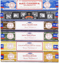 Satya - Set of 6 - Nag Champa, Super Hit,Path Breaker,Soul Searcher, Sandalwood, Californian White Sage 15 Grams