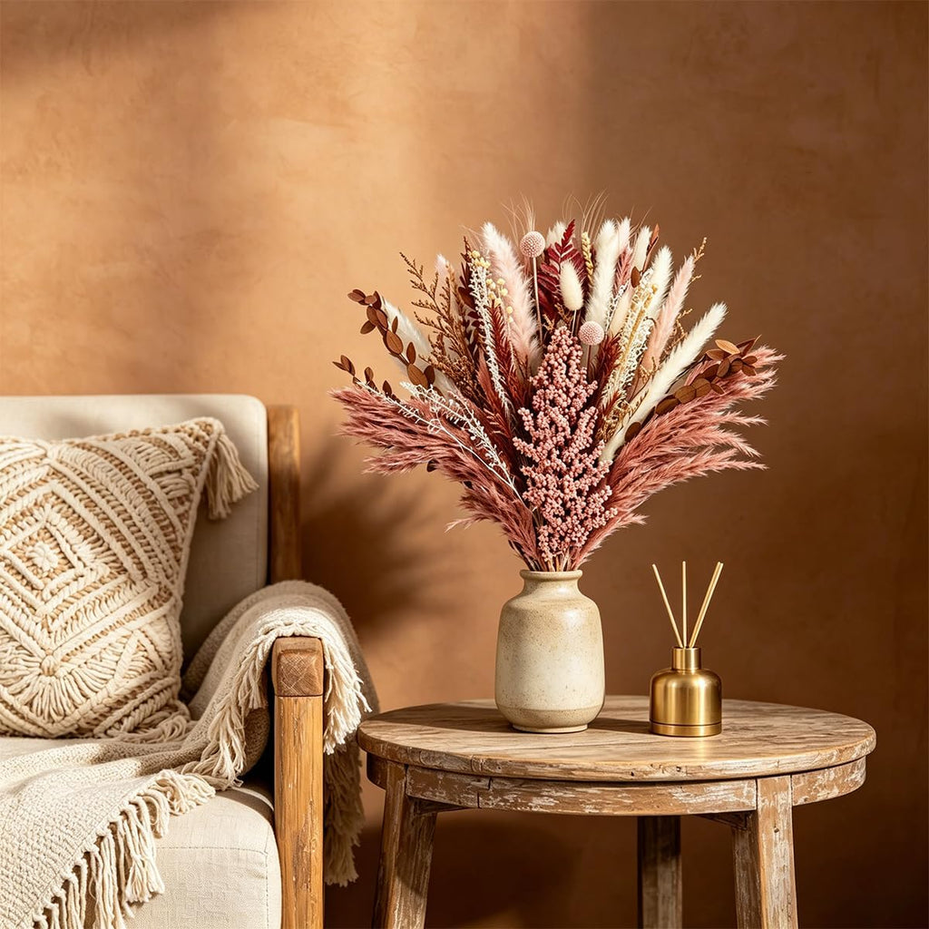 Dried Pampas Grass Bouquet, Dusty Rose & Terracotta Flower Bouquet
