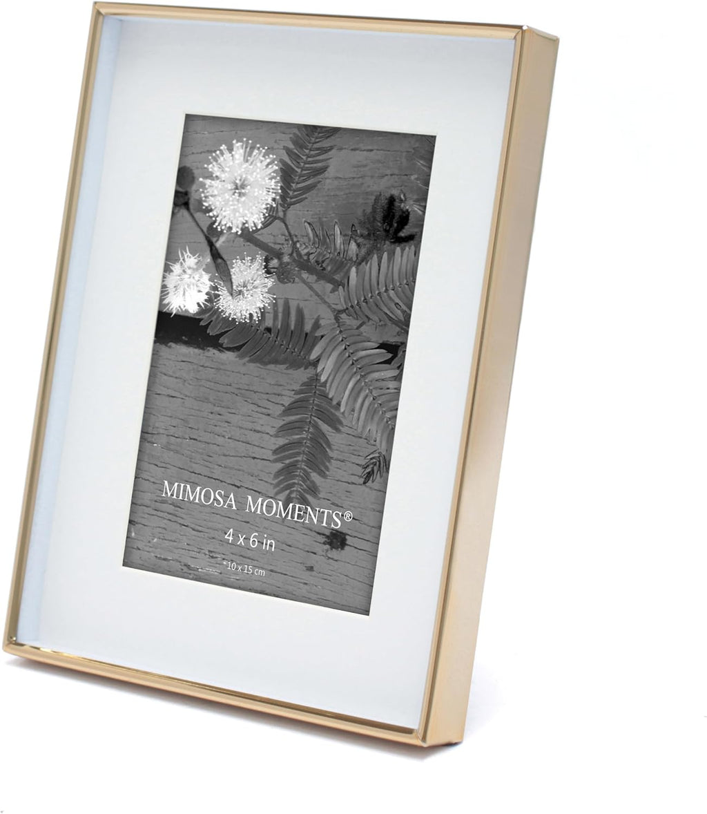 6x8 Brass Shadow Box Metal Picture Frame with 4x6 Photo Mat