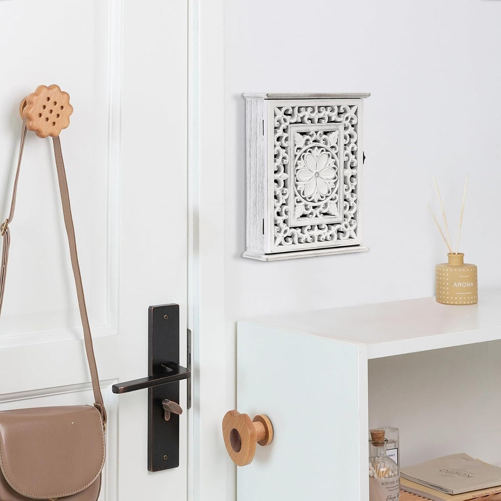 Wooden Key Holder for Wall, Key Box Key Cabinet, Key Hooks Wall