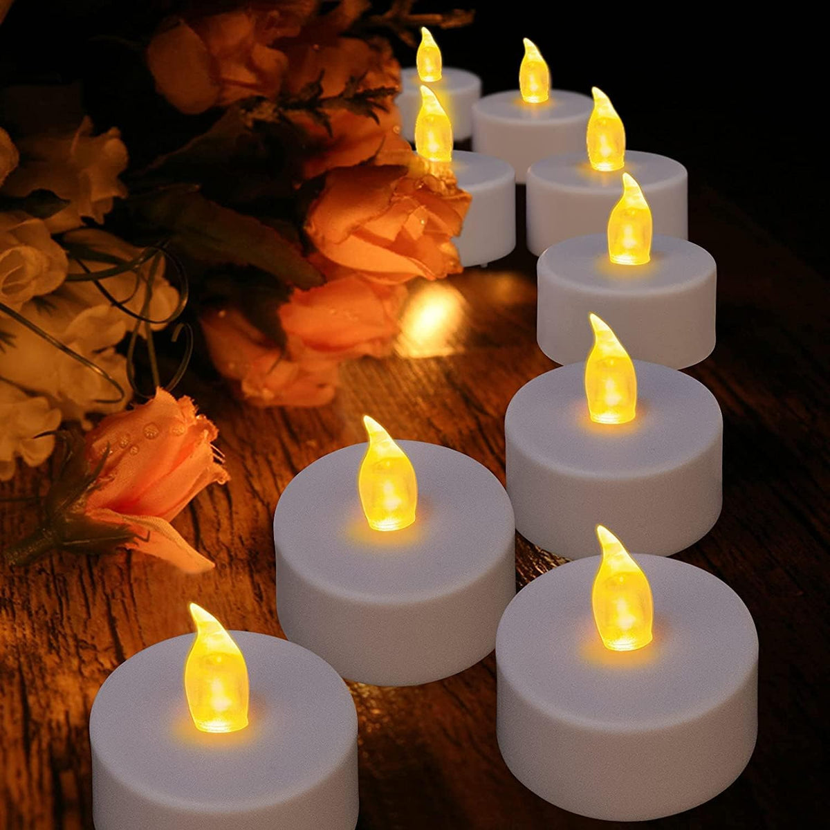 Nancia LED Tea Lights Battery Operated Flameless Candles 50Pack Warmyellow