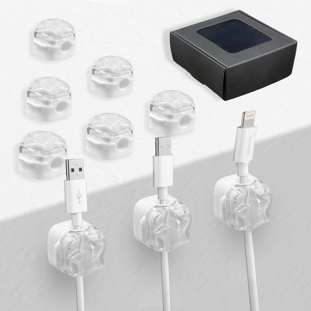 9Pack Magnetic Cable Clips,Night-Glowing Cord Holder,White Star