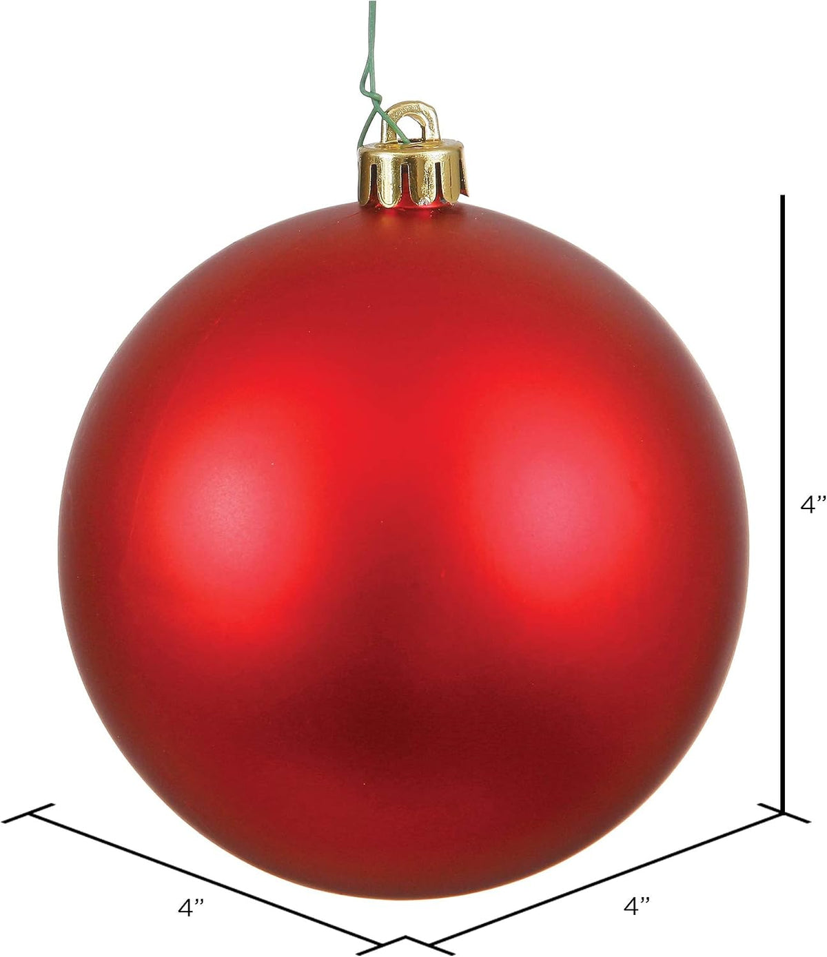 Vickerman 4" Red Matte Ball Christmas Ornament, Shatterproof UV Resistant Plastic, Set of 6 for Christmas Tree Decor - Floral Wire for Reliable Hanging.