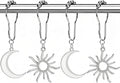 CHICTIE Boho Sun Moon Shower Curtain Hooks, Silver Celestial Decorative Shower Curtain Rings, Vintage Metal Sun & Crescent Moon Hooks Hangers for Bathroom Shower Curtain, Set of 12