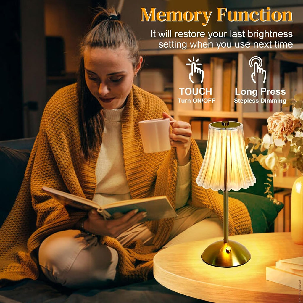 Cordless Table Lamp Rechargeable Desk Lamp for Nightstand,Bedside,Kitchen,Living Room High Capacity Battery Powered-2600mAh