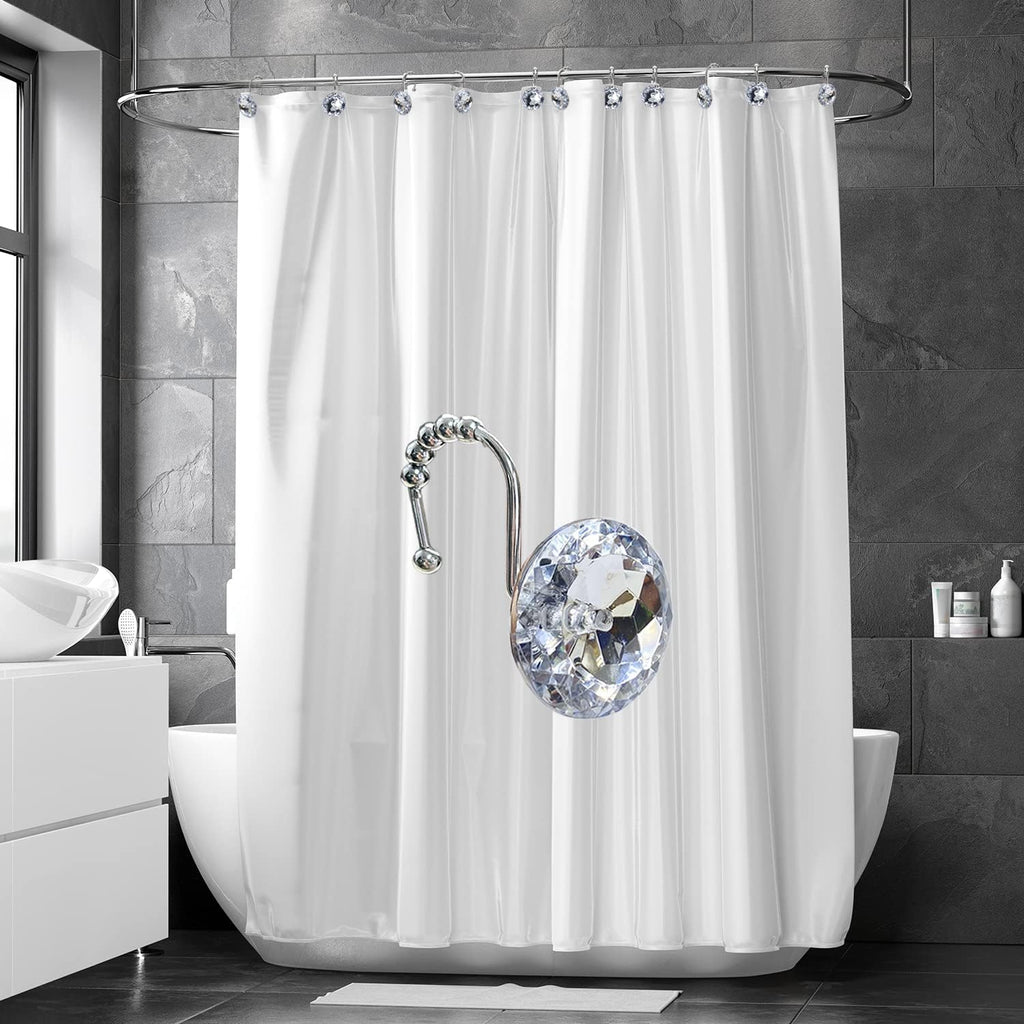 Romantic Angels 12PCS Shower Curtain Hooks Rings for Bathroom, Durable Metal Rust Resistant Decorative Rhinestones Shower Curtain Hooks for Shower Curtains and Shower Rod (Silver)