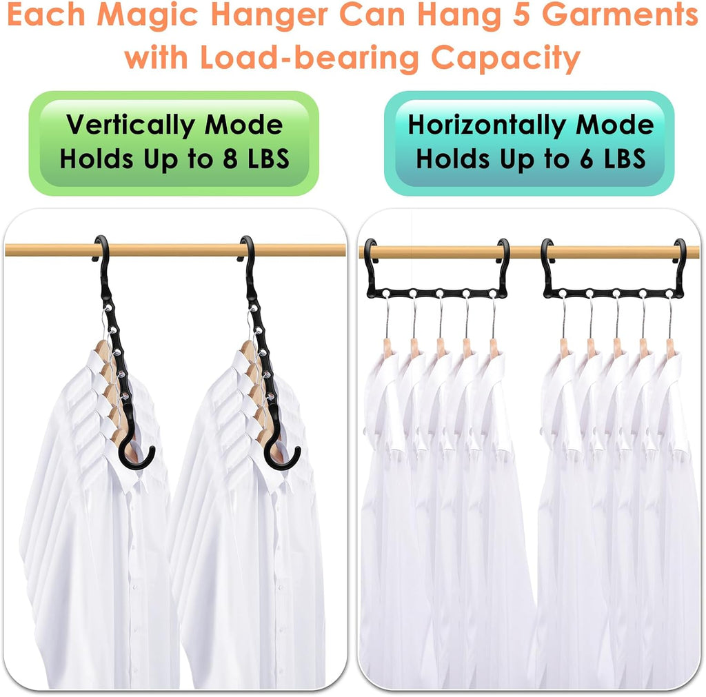Magic Clothes Hangers Space Saving, Premium Closet Organizers and Storage, Sturdy Plastic Cascading Hanger with 360° Swivel Hooks for 20 Heavy Clothes, College Dorm Room Essentials for Girls, 4 Pack