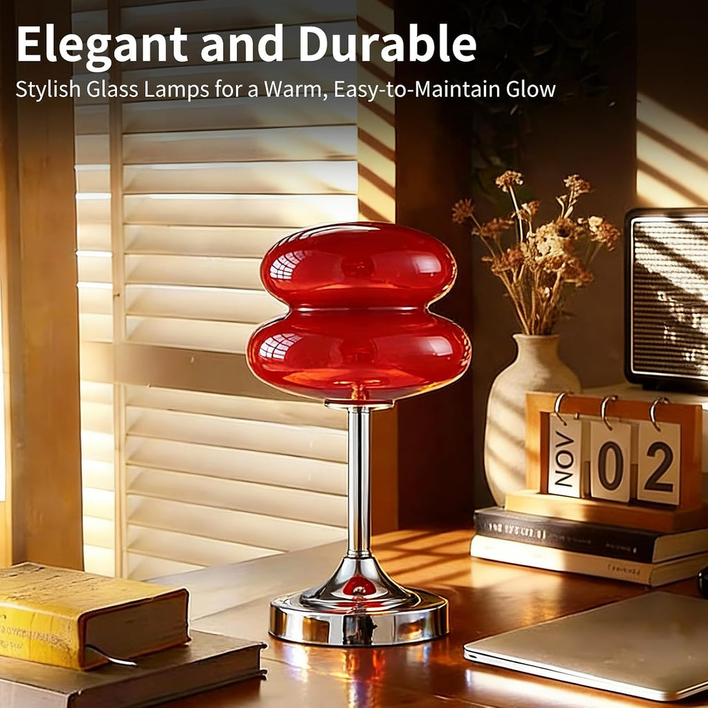 Cordless Mushroom Lamp Table Lamp for Bedroom, Battery Operate Mini Modern Mid Century Lamps,Unique Aesthetic Home Living Room Decor