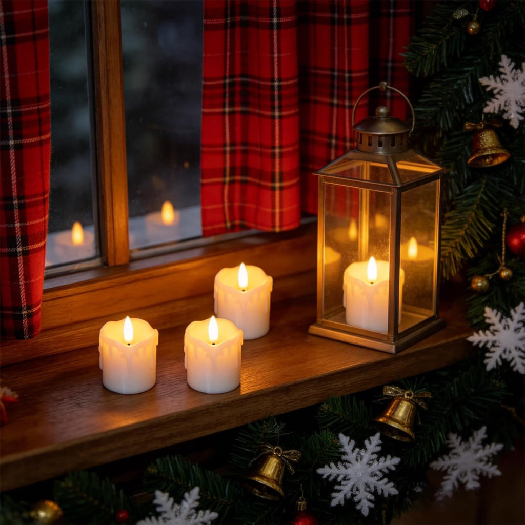 White Flameless Votive Candles Battery Operated with Remote Timer