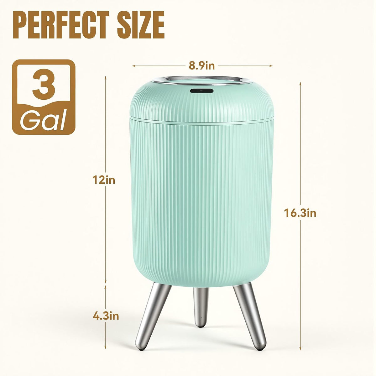 Touchless Sensor Bedroom Trash Can with Lid,Small Wastebasket(Blue)