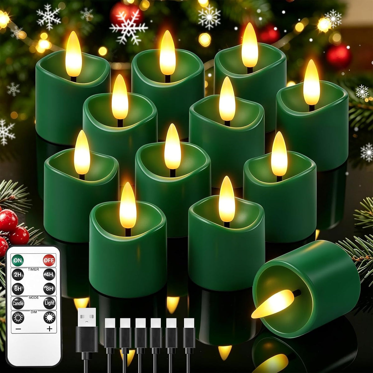 12 Pack Small Rechargeable Flameless Candles with Remote Timer