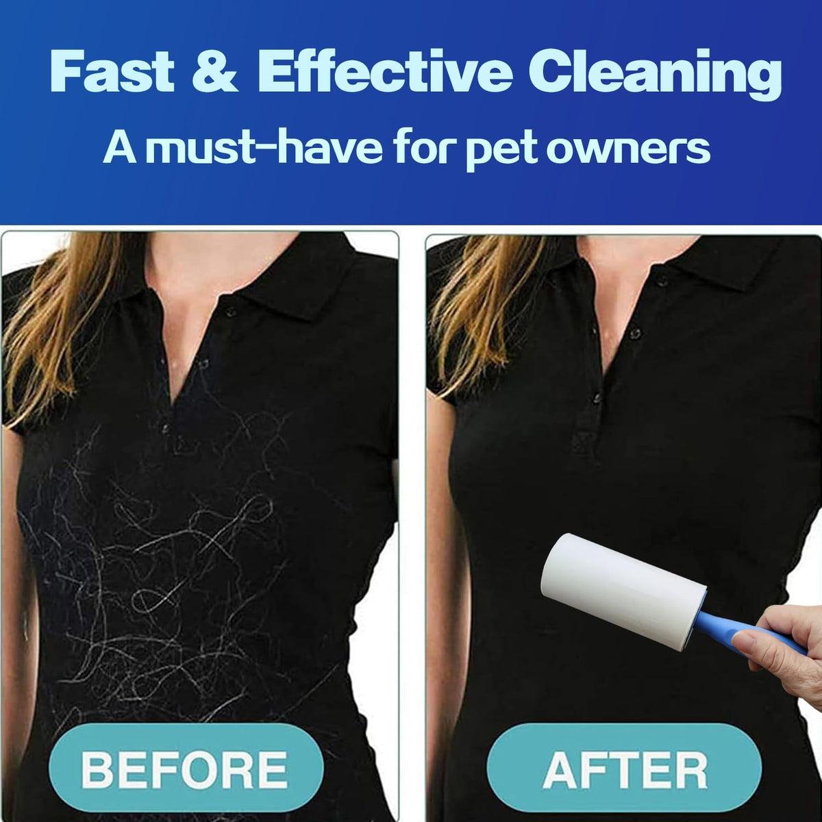 Extra Sticky Lint Roller Mega Value Set 900 Sheets for Pet Hair Removal and Clothes, Dog and Cat Lint Remover, 10 Pack