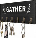 AHYS Key Holder Wall Mount Wooden Key Hanger with 6 Metal Hooks Rustic Home Wall Decor for Farmhouse Entryway Hallway Living Room Office Decorations - Black