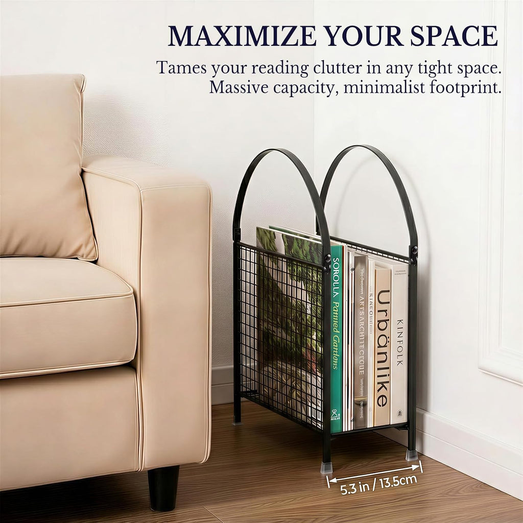 PUERSI Freestanding Magazine Holder, Metal Magazine Rack Floor Stand