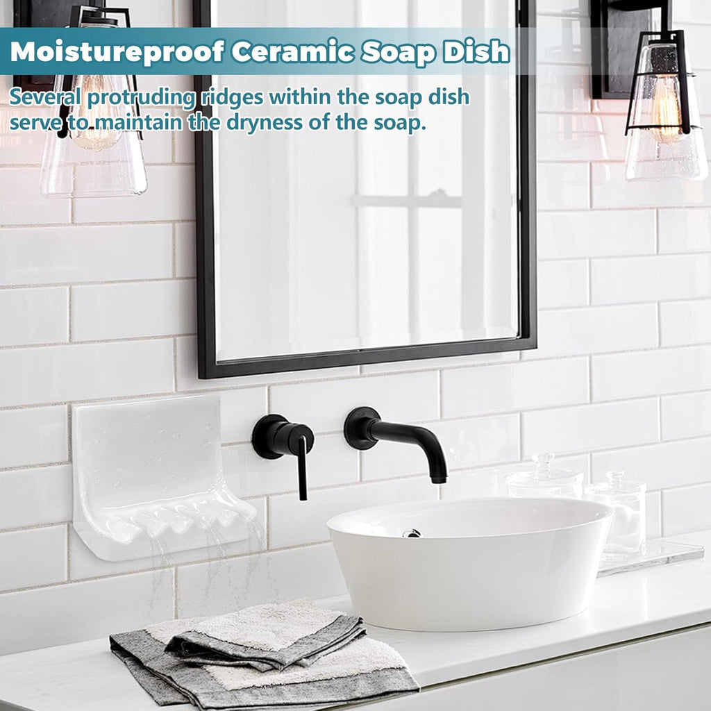White Vintage Wall-Mounted Ceramic Soap Dish for Shower Wall
