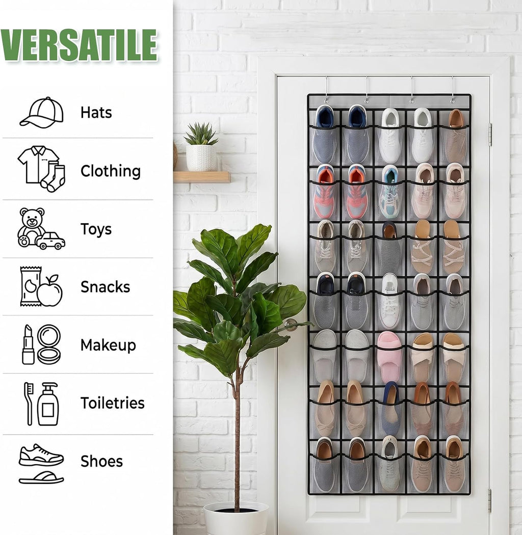2 Pcs Over The Door Shoe Organizer, 80 Large Mesh Pocket Total