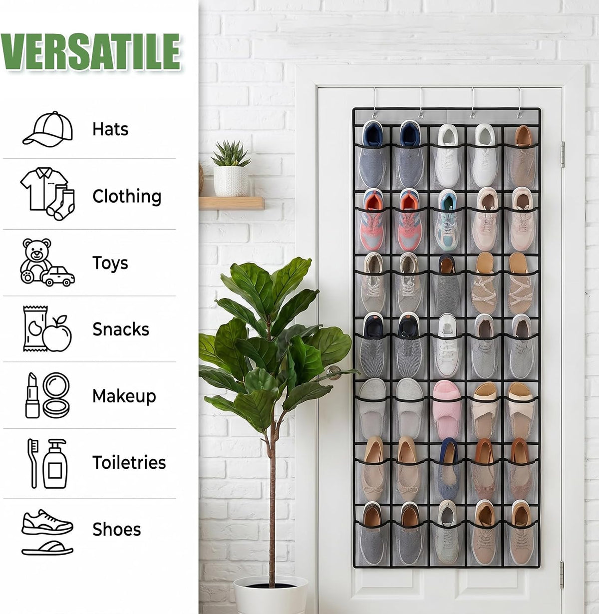 2 Pcs Over The Door Shoe Organizer, 80 Large Mesh Pocket Total