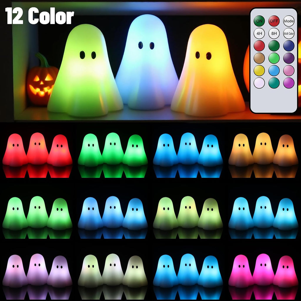 Halloween Ghost Flameless Candles Color Changing with Remote Timer