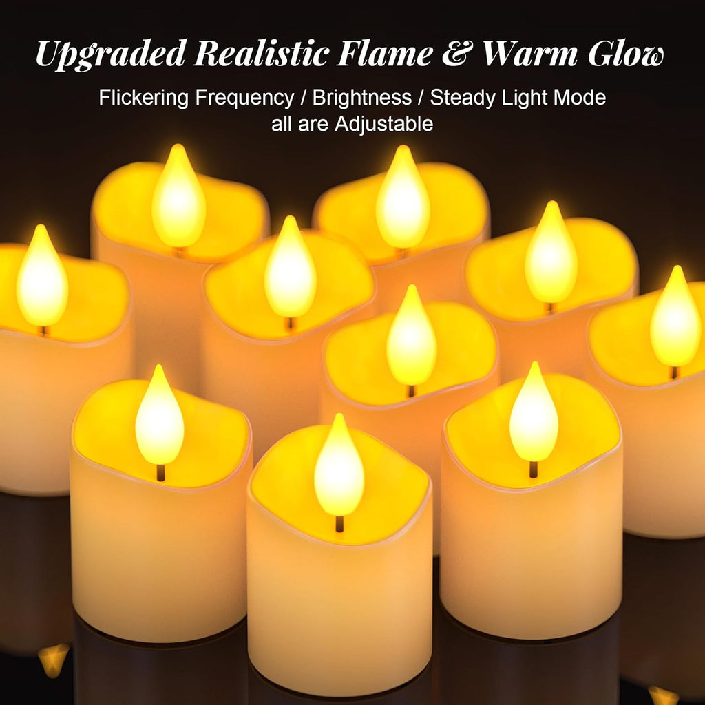 PChero Rechargeable Flameless Candles with Remote Timer, 12 Pack