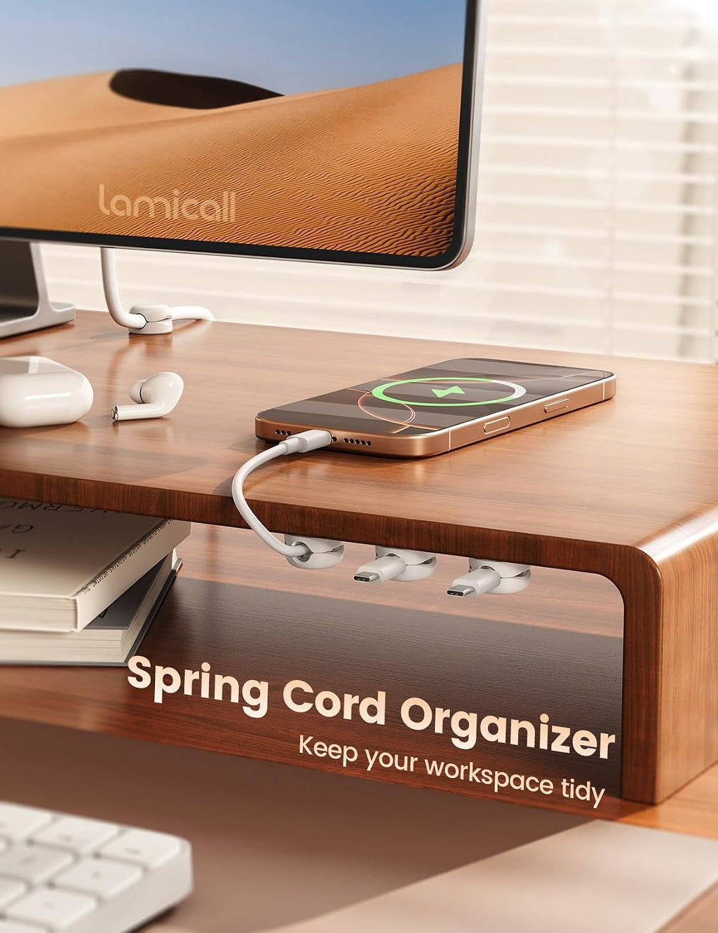 Lamicall 6 Pack Cable Management Clips, 1s Lock Spring Compact Cord Holder