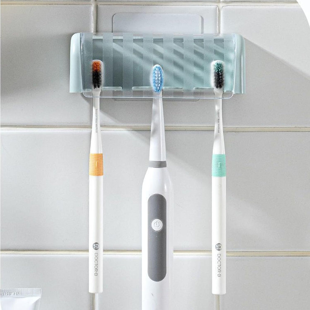 Toothbrush Holders for Bathrooms,Kids Toothbrush Holders with Cover,5 Slots Electric Tooth Brush Holder Wall Mounted Toothbrush Organizer,Shower Restroom Bathroom Accessories (Blue)